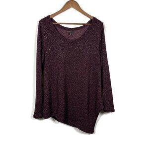 Lane Bryant Womens Metallic Asymmetrical‎ Long Sleeve Top Size 2X Purple Party